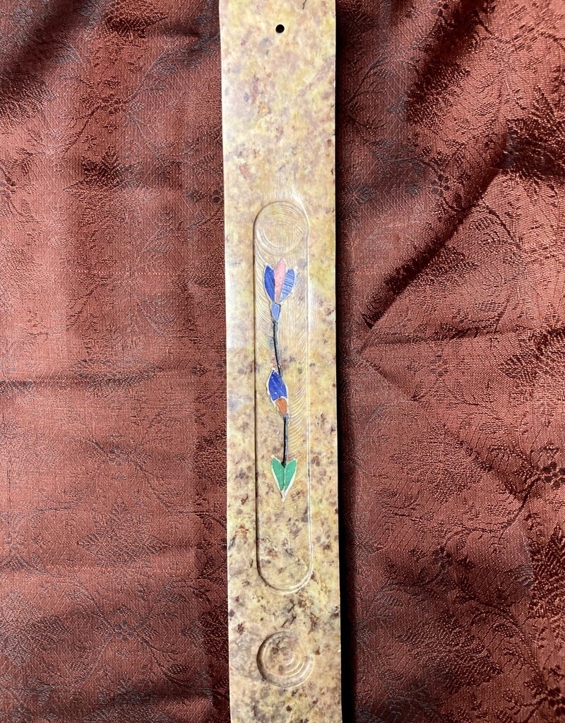 Incense Holder - Soapstone Inlaid Ash Sled - 6729