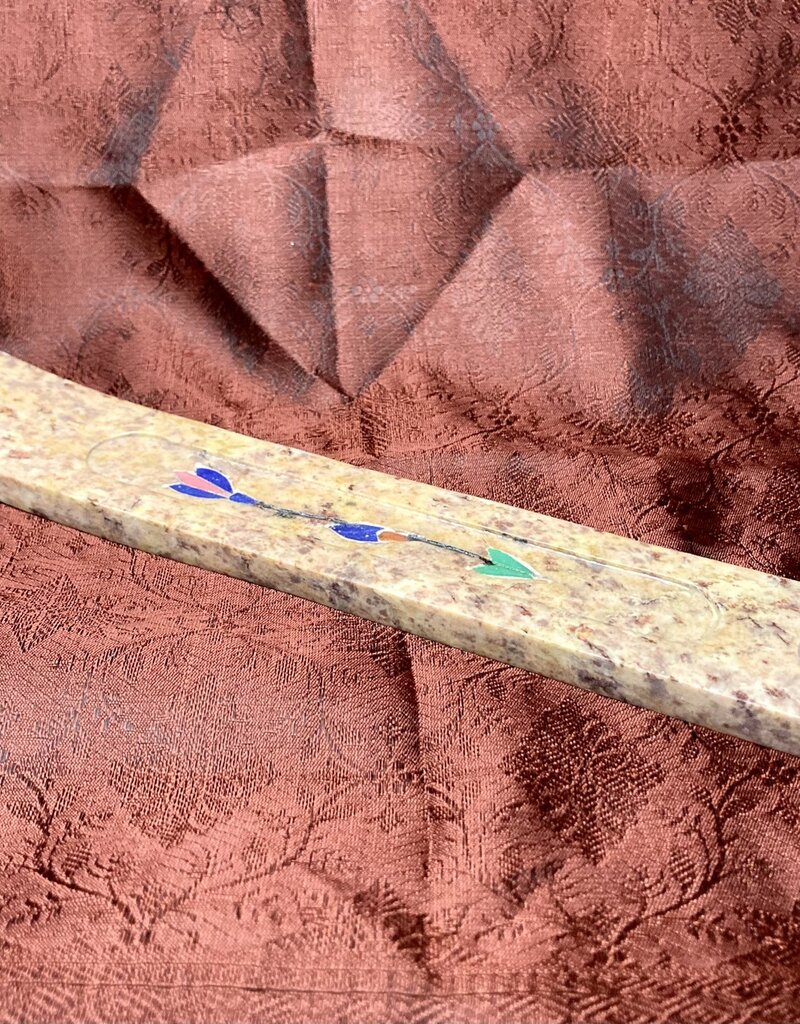 Soapstone Inlaid Ash Sled Incense Holder