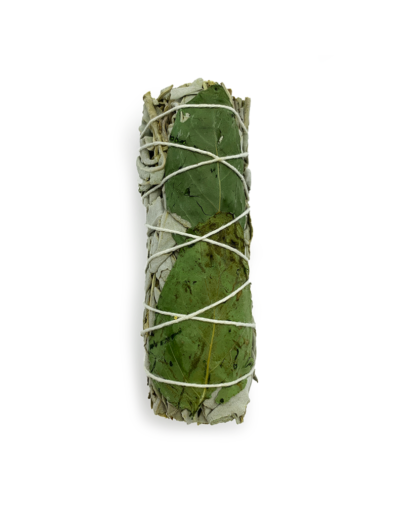 White Sage & Basil Smudge- 4 inches