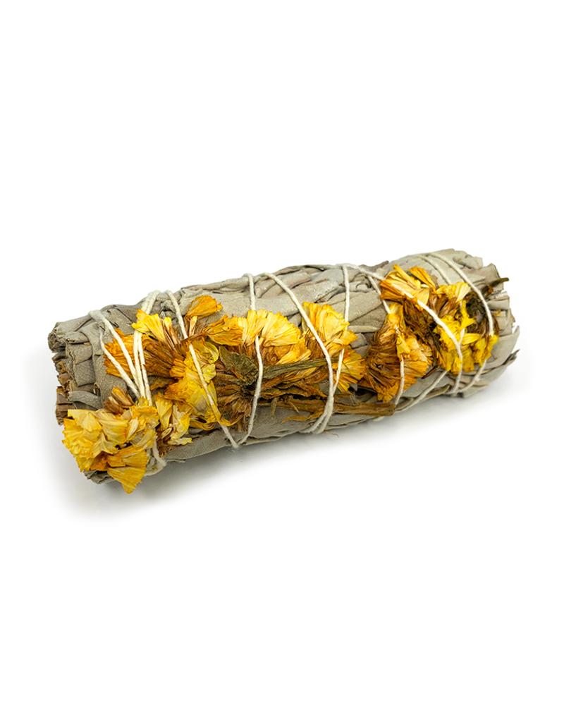 White Sage & Yellow Sea Lavender Smudge- 4 inch