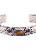 Tiger Eye and Lapis Cuff Bracelet - 1/2 inch