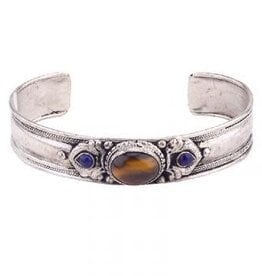 Bracelet - Tiger Eye and Lapis Cuff - 1/2 inch - B149