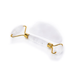Roller & Gua Sha Set- Clear Quartz - FR-CQR11
