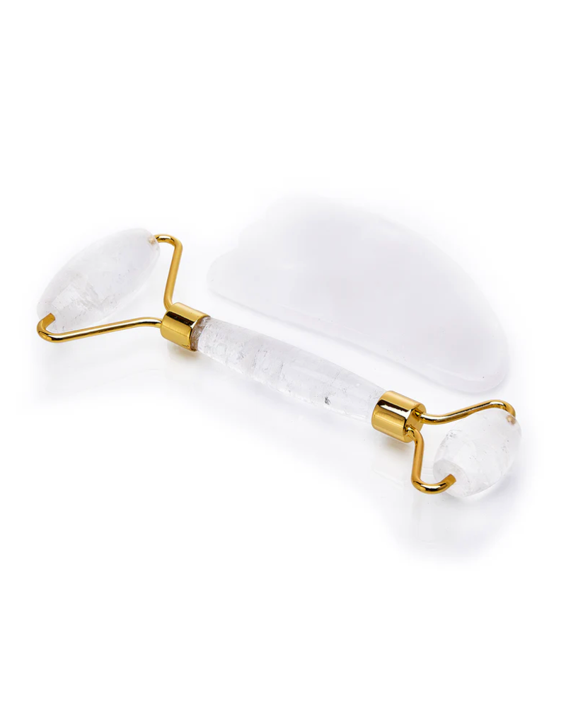 Roller & Gua Sha Set- Clear Quartz