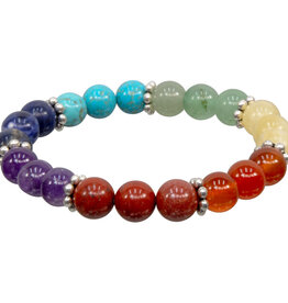 7 Chakra Bracelet with Flower Spacers - 8mm