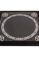 Glass Scrying Mirror with Pentacles and Black Tourmaline Chips