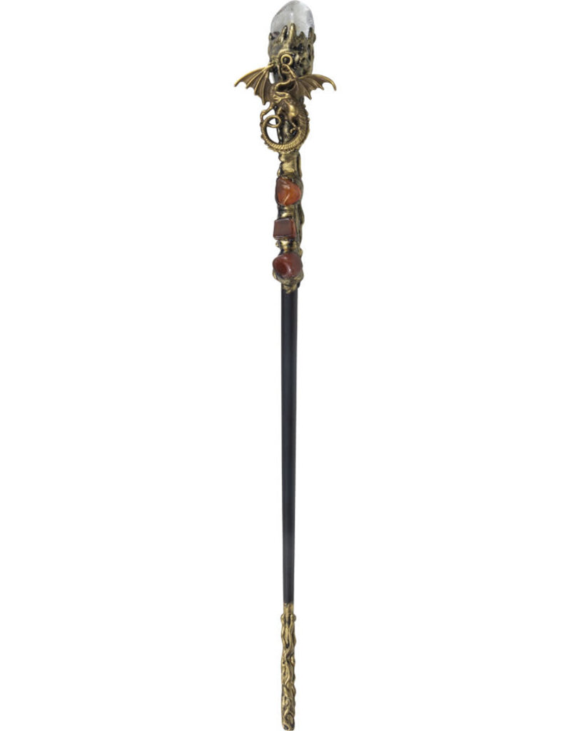 Clear Quartz with Gold Dragon Wand