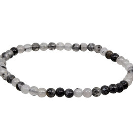 Black Rutilated Quartz  Bracelet - 4mm