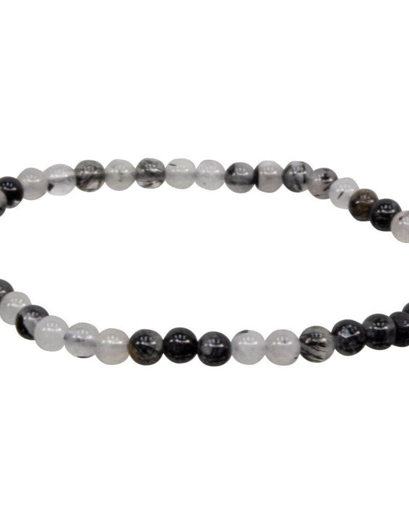 Black Rutilated Quartz  Bracelet - 4mm