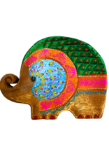 Elephant Hand Painted Wooden Carving- WC-EL