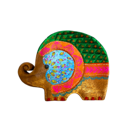 Elephant Hand Painted Wooden Carving- WC-EL