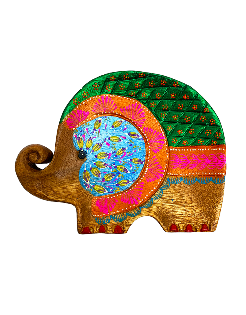 Elephant Hand Painted Wooden Carving- WC-EL