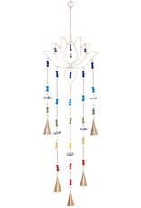Brass Bell Chime - Lotus w/ Glass Chakra Beads