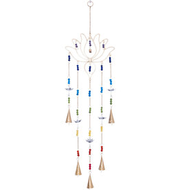 Brass Bell Chime - Lotus w/ Glass Chakra Beads
