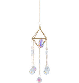 Hanging Crystal- AB Crystal Prism Suncatcher w/ Crystal Spheres