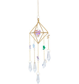 Hanging Crystal- AB Heart Suncatcher w/ Multi - Colored Glass Beads & Clear Crystals