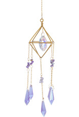 Hanging Crystal- AB Crystal Prism Suncatcher w/ Amethyst Chips & Purple Crystals