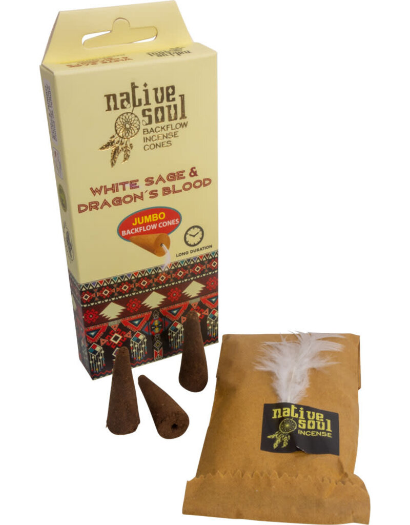 Native Soul Jumbo Backflow Cones- White Sage & Dragon's Blood- 73067