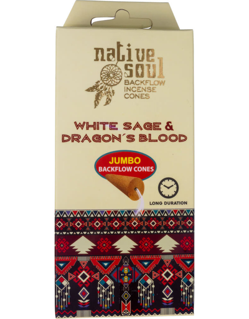 Native Soul Jumbo Backflow Cones- White Sage & Dragon's Blood- 73067