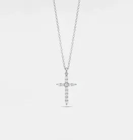 Moissanite Cross Pendant Necklace in 925 Sterling Silver- N0421-S0.36