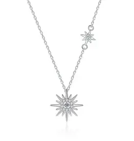 Moissanite Sun Star Necklace Sterling Silver- N1125