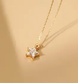 Dainty Star Charm Necklace Sterling Silver Gold Plated- N0772-G