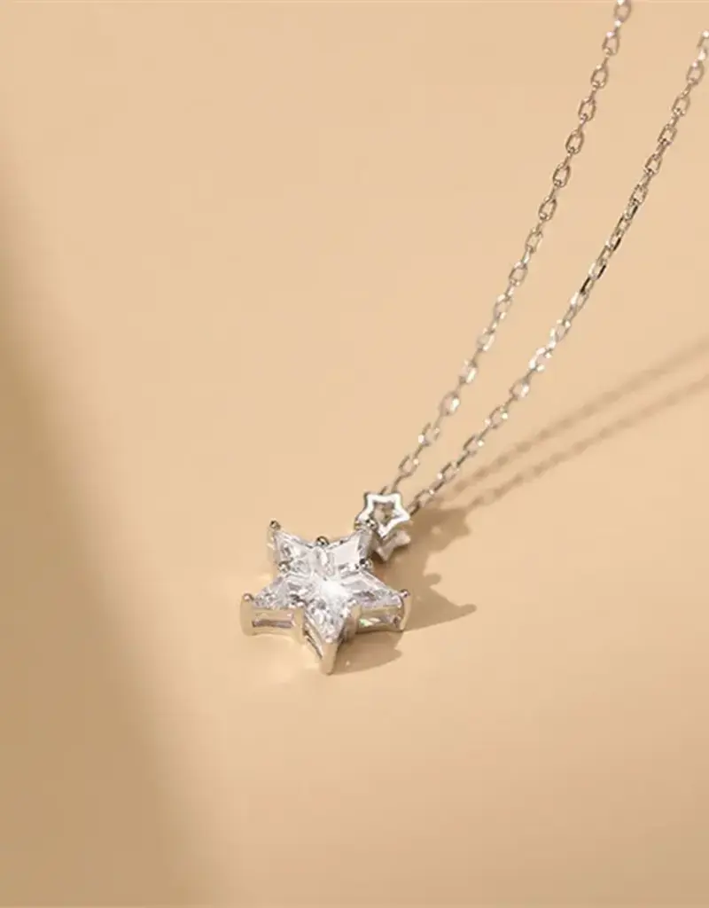 Dainty Star Charm Necklace Sterling Silver- N0772-S