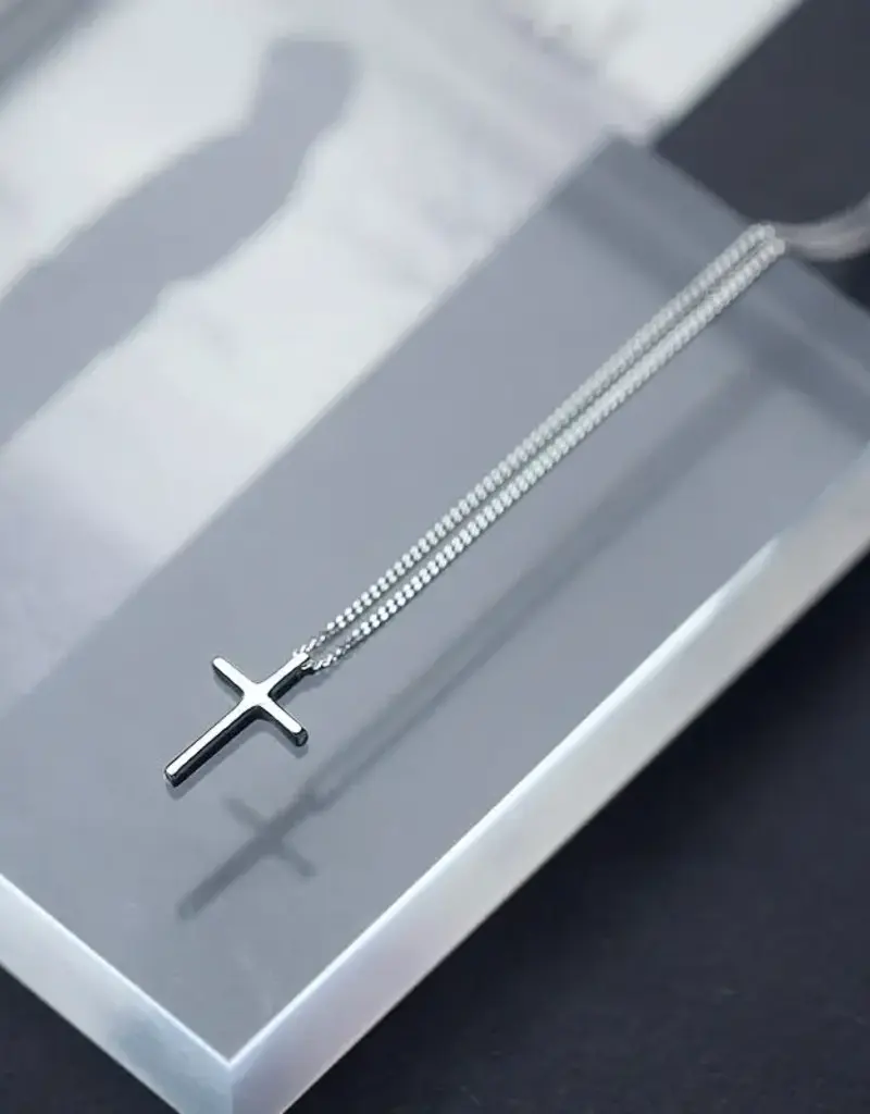 Dainty Cross Charm Necklace Sterling Silver- N0182-S