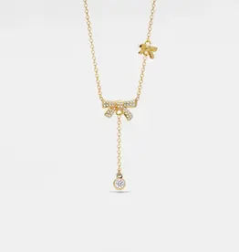 Dainty Bow Tie Bowknot Necklace Sterling Silver Gold Plated- N0517-G