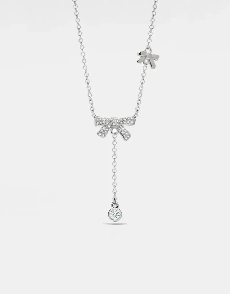Dainty Bow Tie Bowknot Necklace Sterling Silver- N0517-S