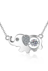 Elephant Dancing Moissanite Necklace Sterling Silver- N0452