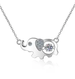 Elephant Dancing Moissanite Necklace Sterling Silver- N0452