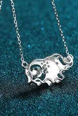Elephant Dancing Moissanite Necklace Sterling Silver- N0452