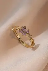 Purple Four Leaf Clover Stacking Ring, Solid Copper- R0715