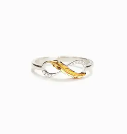 Two-Tone Infinity Feather Mobius Ring Sterling Silver