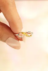 Two-Tone Infinity Feather Mobius Ring Sterling Silver