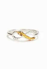 Two-Tone Infinity Feather Mobius Ring Sterling Silver