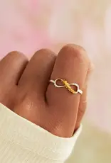 Two-Tone Infinity Feather Mobius Ring Sterling Silver