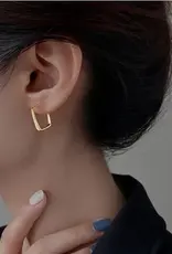 Minimalist Square Hoop Earrings- Sterling Silver