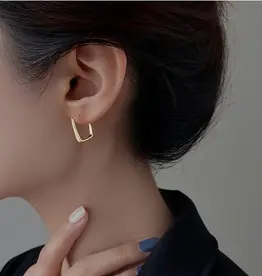 Minimalist Square Hoop Earrings- Sterling Silver