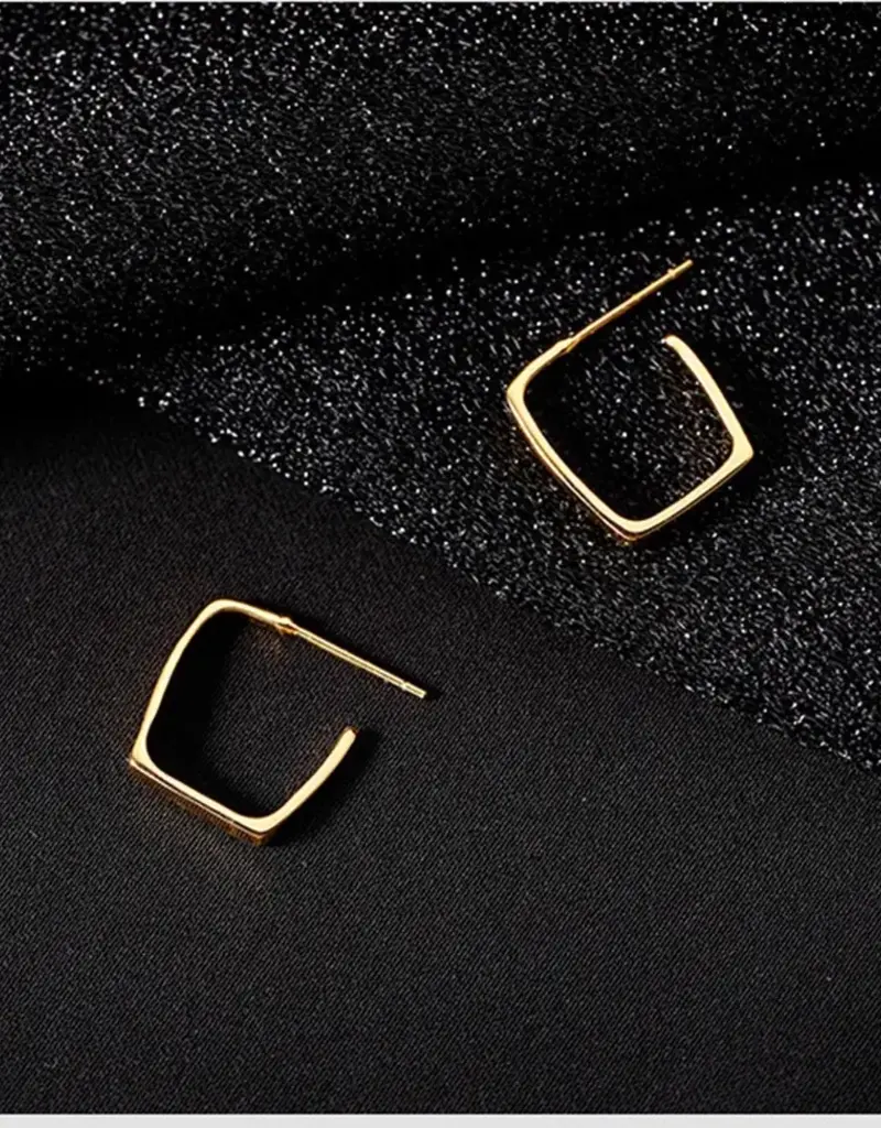 Minimalist Square Hoop Earrings- Sterling Silver