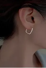 Minimalist Square Hoop Earrings- Sterling Silver