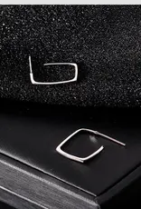 Minimalist Square Hoop Earrings- Sterling Silver