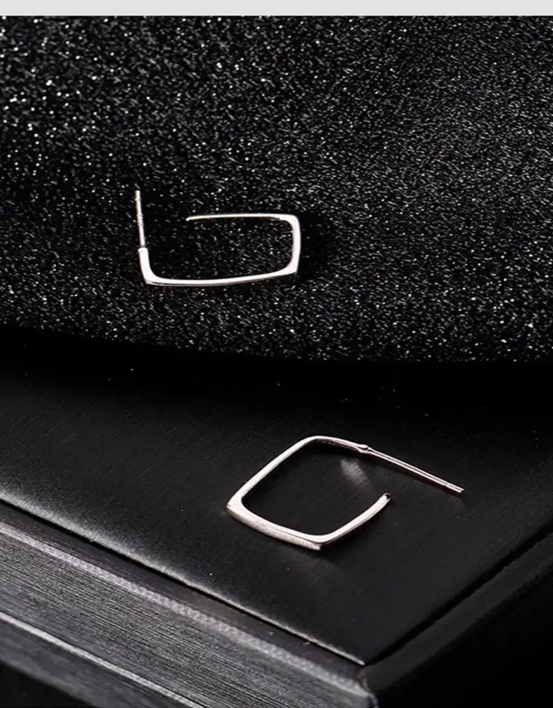 Minimalist Square Hoop Earrings- Sterling Silver