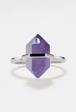 Hexagon Amethyst Crystal Ring- Sterling Silver