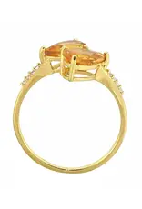 Citrine & White Topaz Band- 14K Gold Plated Silver Ring- Size 8- IR41401-8