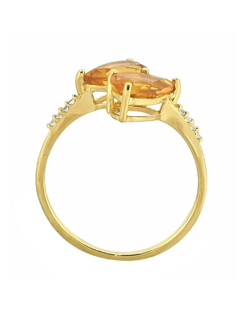 Citrine & White Topaz Band- 14K Gold Plated Silver Ring- Size 8- IR41401-8