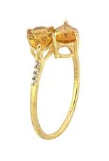 Citrine & White Topaz Band- 14K Gold Plated Silver Ring- Size 8- IR41401-8