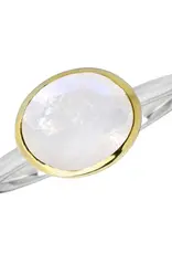 Rainbow Moonstone Solitaire Ring- 14k Gold Over Silver