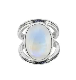Rainbow Moonstone Lunaria Arc Ring- Sterling Silver- Size 10- AR39599-10